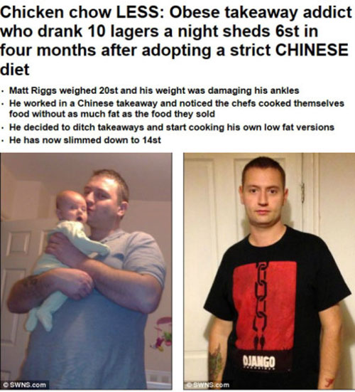 英国男吃中餐瘦38kg 盘点异域减肥法