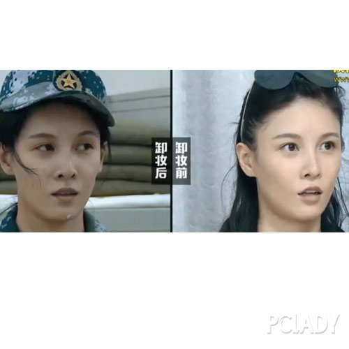 而丫丫佟丽娅除了眼眉部分没有上完妆后精致,整个面庞还是很小巧