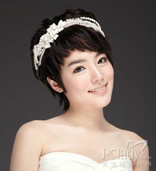 韩式短发新娘发型