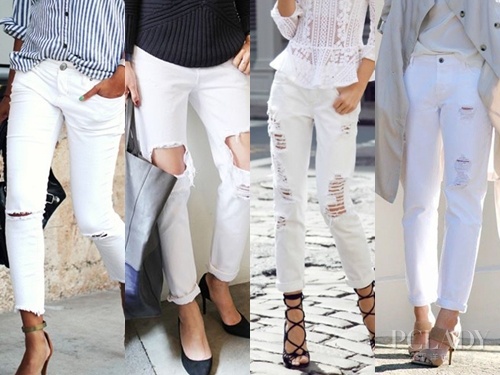 把白色牛仔裤列入你的欲望清单中 就是破洞的那种